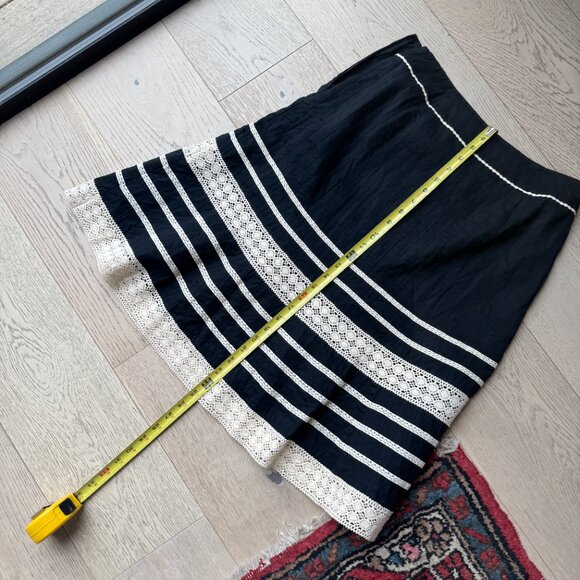 ANN TAYLOR Women’s Black Off-white Lace Peasant A Line Full Skirt sz 4 - Picture 12 of 13